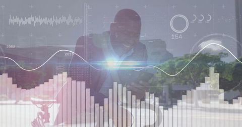 Innovative Businessman Engaging with Digital Technology Outdoors