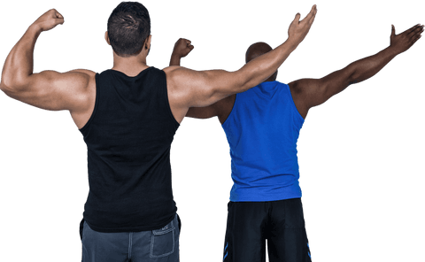 Transparent View of Strong Friends Showing Muscle