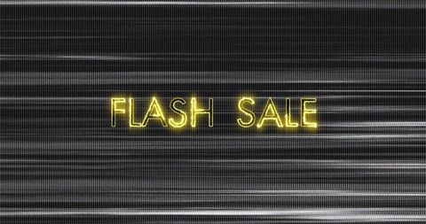 Retro Neon Flash Sale Text on Distorted Static Background - Download Free Stock Images Pikwizard.com