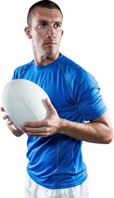 Confident Rugby Player Holding Ball on Transparent Background - Download Free Stock Videos Pikwizard.com