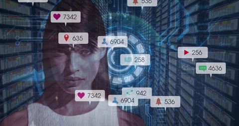 Social Media Interaction over Data Processing Background - Download Free Stock Images Pikwizard.com