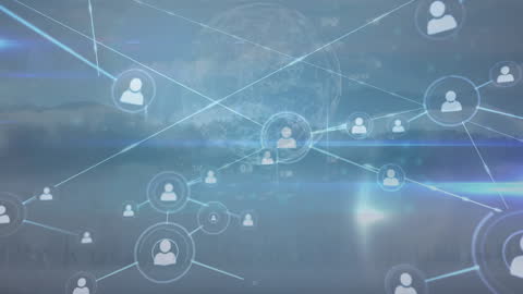 Digital Profile Network Interface with Data and Landscape Background