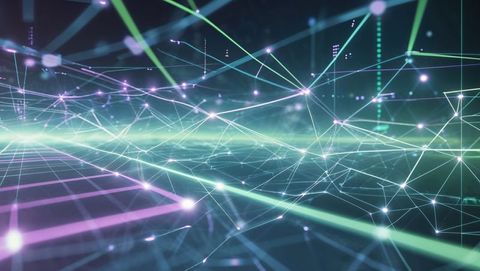 abstract digital network with glowing nodes and neon beams - Download Free Stock Images Pikwizard.com