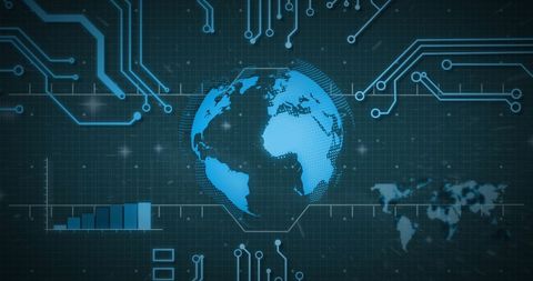 Global Data Processing with Circuit Technology Concept - Download Free Stock Images Pikwizard.com
