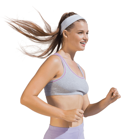 Caucasian Woman Jogging on Transparent Background