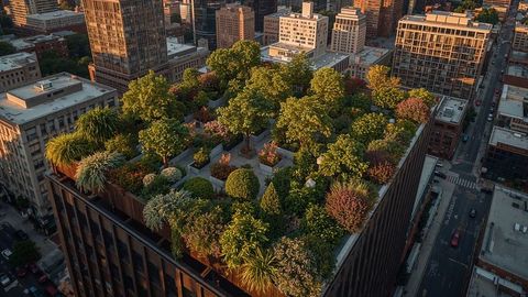 Rooftop sanctuary: charlotte urban oasis with lush greenery and cityscape