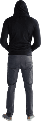 Transparent Rear View of Man Standing in Hoodie
