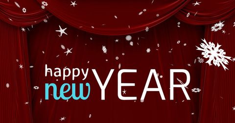 festive red curtain with cheerful happy new year greeting - Download Free Stock Templates Pikwizard.com