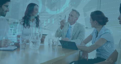 Business Team Discussing Financial Strategies in Modern Office