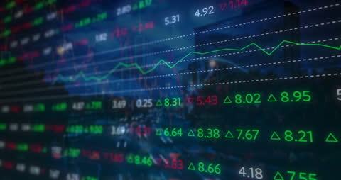 Stock Market Data and City Lights Merging Concept