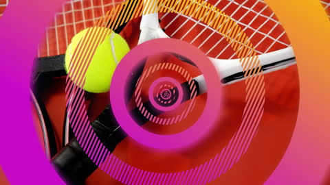 Tennis Racket and Ball with Dynamic Digital Graphic Overlay
