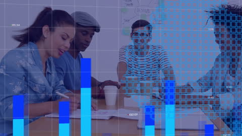 Diverse Team Collaborating in Modern Data-Driven Office