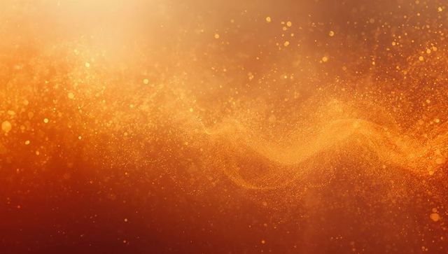 Swirling Golden Particle Wave with Glowing Bokeh and Amber Gradient Background