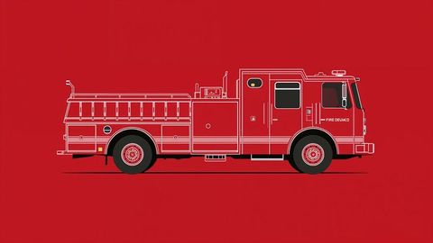 Red fire engine illustration on matching red background