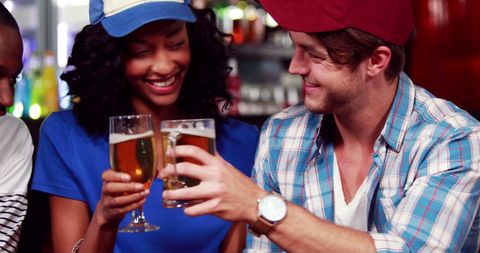 Friends Celebrating at Bar with Cheerful Toast - Download Free Stock Images Pikwizard.com