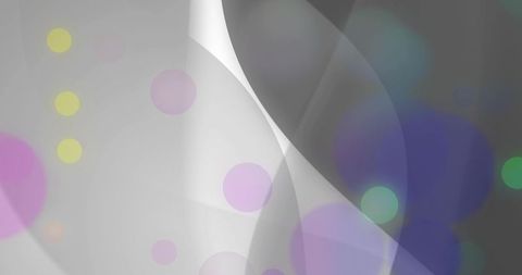 Ethereal translucent ribbons with pastel bokeh dots, soft neutral gradient backdrop