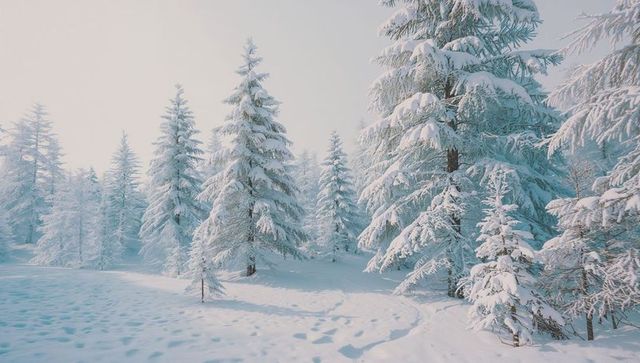 Winter Wonderland in Tranquil Snowy Forest Clearing