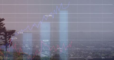financial growth trends over urban progress - Download Free Stock Images Pikwizard.com