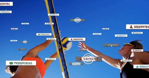 Dynamic beach volleyball match with ar elements and virtual display