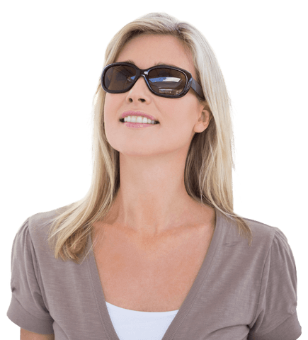 Transparent Image of Smiling Blonde Woman in Sunglasses