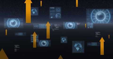 futuristic data interfaces with arrows in digital space - Download Free Stock Images Pikwizard.com