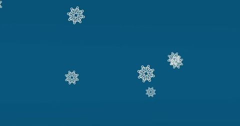 Digitally Generated Snowflakes Falling on Blue Background
