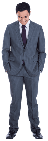 Happy Businessman Standing on Transparent Background