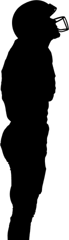 American football player in uniform looking up transparent background