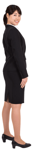 Transparent Businesswoman Wearing Suit Smiling Confidently Side Profile