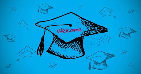 Graduation Cap Design with Welcome Text for Academic Event - Download Free Stock Images Pikwizard.com