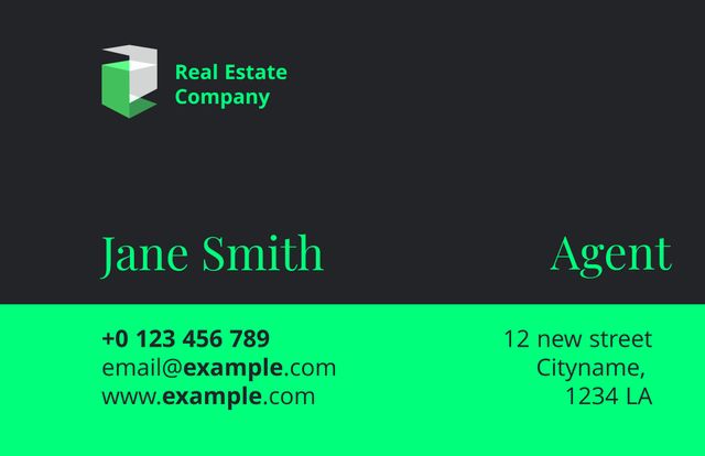 Modern Real Estate Agent Business Card with Green Accents - Download Free Stock Templates Pikwizard.com