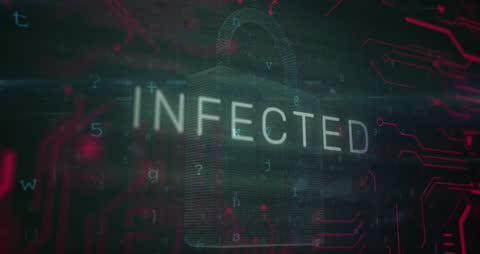 Digital Security Threat Warning Concept with Padlock