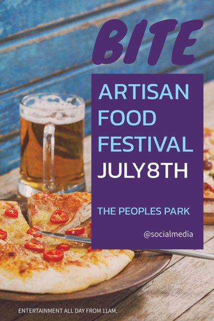 Bite Artisan Food Festival Promotion with Pizza and Beer - Download Free Stock Templates Pikwizard.com