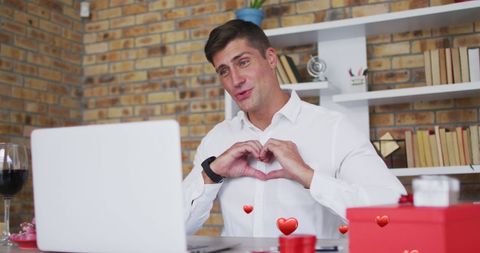 Celebrating virtual love with heart gestures on video call