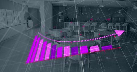 Digital Data Overlay on Modern Office Space Reflecting Business Growth - Download Free Stock Images Pikwizard.com