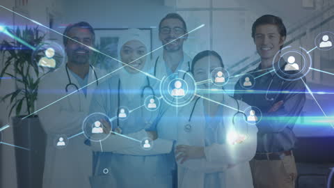 Diverse Medical Team Connected Through Network Technology