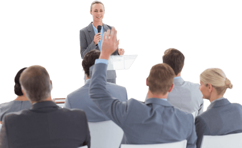 transparent business presentation with speaker and audience interaction - Download Free Stock Videos Pikwizard.com