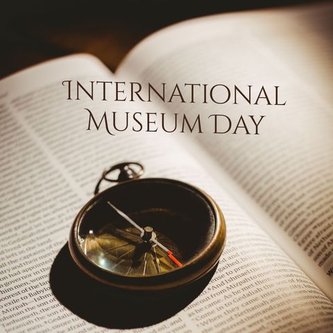 commemorating international museum day with compass on open book - Download Free Stock Templates Pikwizard.com