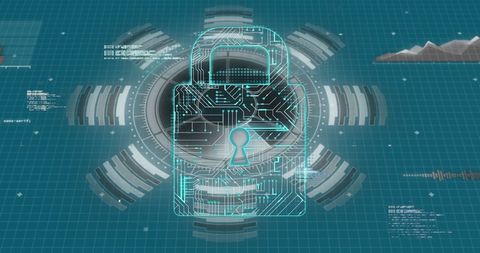 Cyber Security Lock with Digital Grid Interface - Download Free Stock Images Pikwizard.com