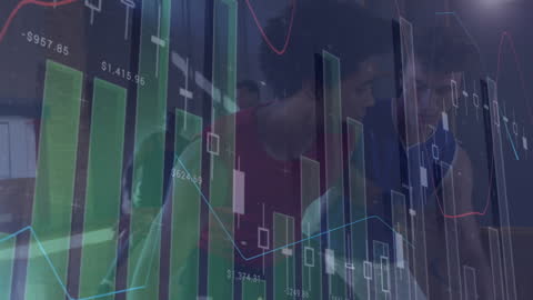 Basketball Players with Digital Graphs Representing Sports Analytics