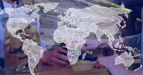 Global Mobile Payment Concept With World Map Overlay