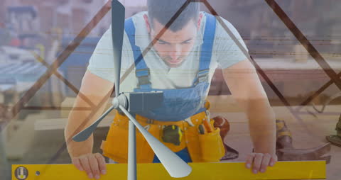 Man Focusing on Renewable Wind Energy with Modern Technology