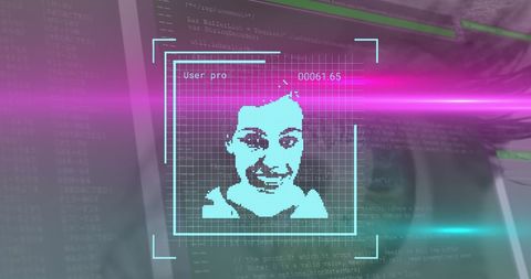 Futuristic Facial Recognition Technology Overlay - Download Free Stock Images Pikwizard.com