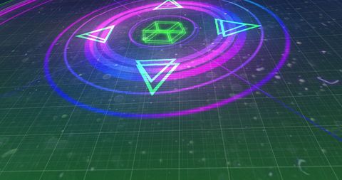 Glowing Multicolored Digital Interface with Geometric Markers - Download Free Stock Images Pikwizard.com
