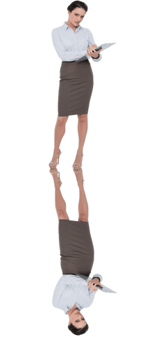 Businesswoman Writing on Tablet, Transparent Background