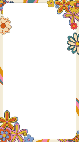 70s Retro Floral Border Frame with Vivid Pastel Stripes Transparent Design - Download Free Stock Videos Pikwizard.com