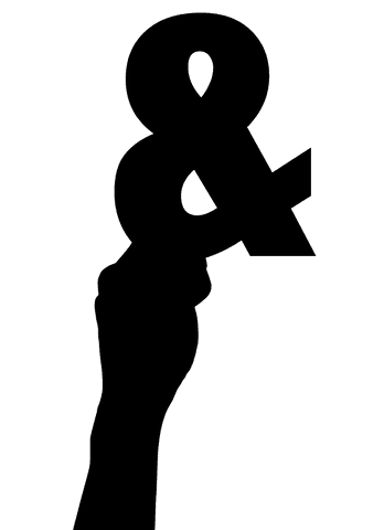 Transparent digital illustration of hand holding and symbol