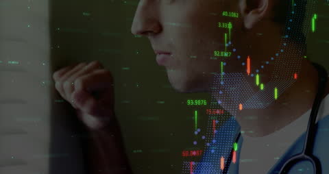 Doctor Analyzing Financial Graphs in Healthcare Context