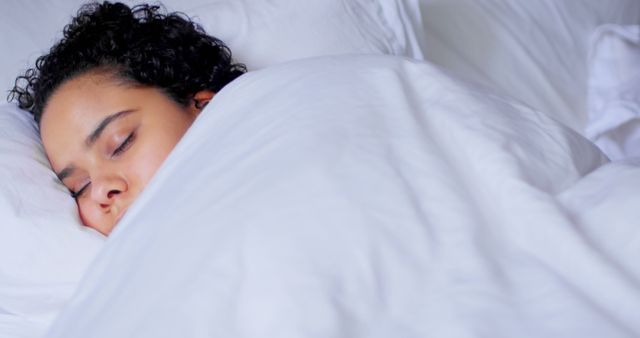 Peaceful Sleep of Young Woman in Cozy White Bedding - Download Free Stock Images Pikwizard.com