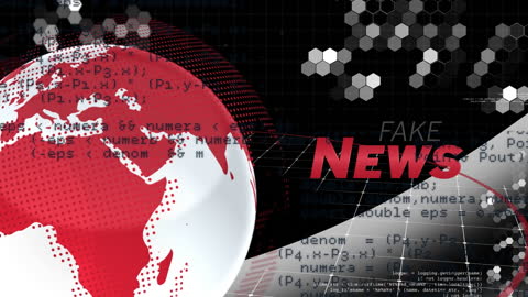 Global Digital Interface with Data Processing Fake News Concept